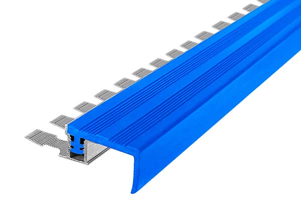 Алюминиевый закладной профиль FlextStep (FS-25) с синьей противоскользящей вставкой
