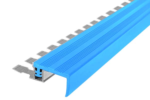 Алюминиевый закладной профиль FlextStep (FS-25) с голубой противоскользящей вставкой