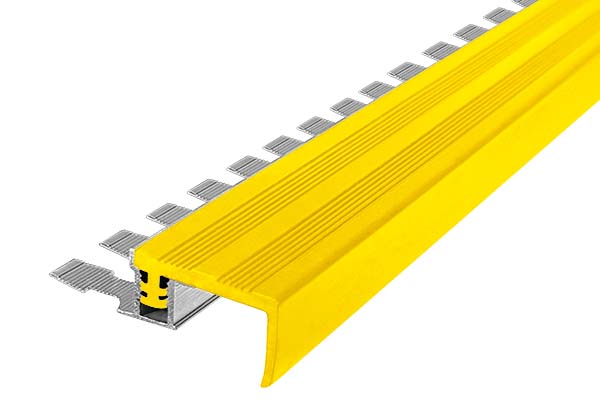 Алюминиевый закладной профиль FlextStep (FS-25) с желтой противоскользящей вставкой