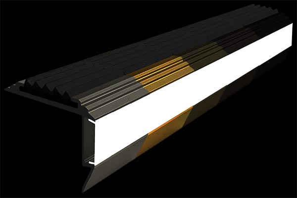 Алюминиевый анодированный накладной профиль против скольжения GlowStep45 с светодиодной подсветкой