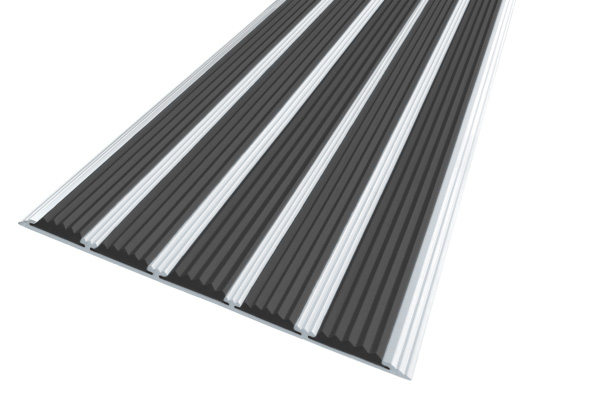 Алюминиевая накладная полоса с пятью черными вставками против скольжения